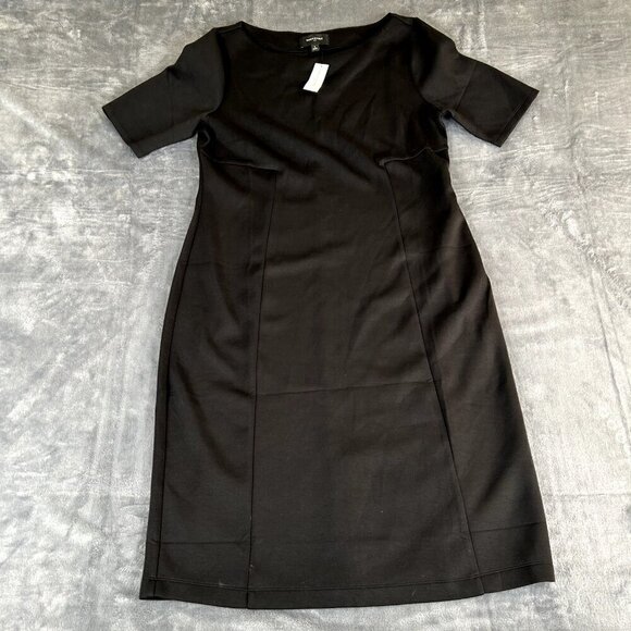 Banana Republic Black Knit Dress Size Large Quiet Luxuary Minimal Minimalist - Picture 1 of 8